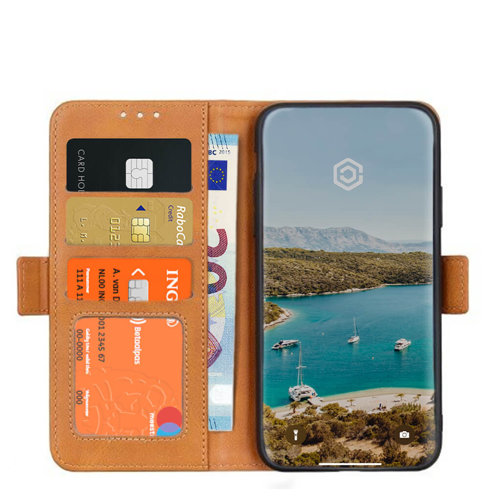 Voorzitter Aanbod Meerdere Casecentive Magnetische Leren Wallet case iPhone 12 Mini tan